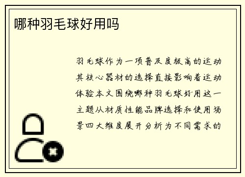 哪种羽毛球好用吗